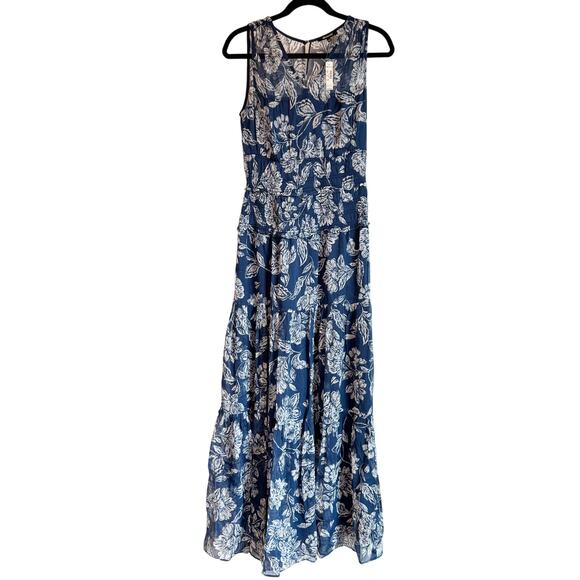 Madewell Women's Sheer V-Neck Maxi Dress in Saylor Floral Navy Size 2 NWT - Picture 6 of 15